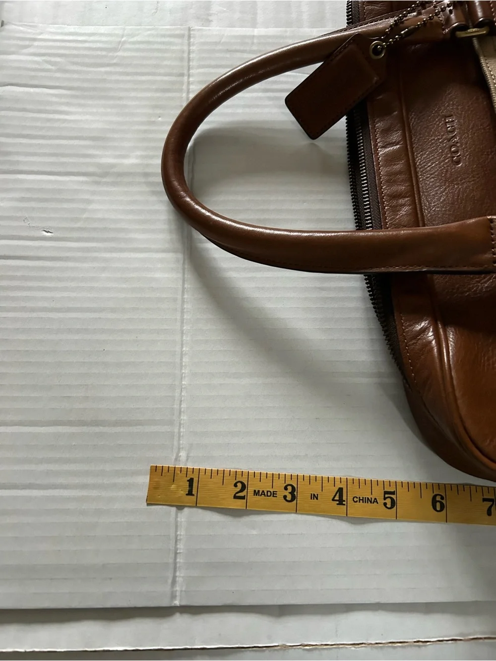 Coach Men’s Bleecker Archival Twill & Leather Briefcase in Tan and Brown 71300